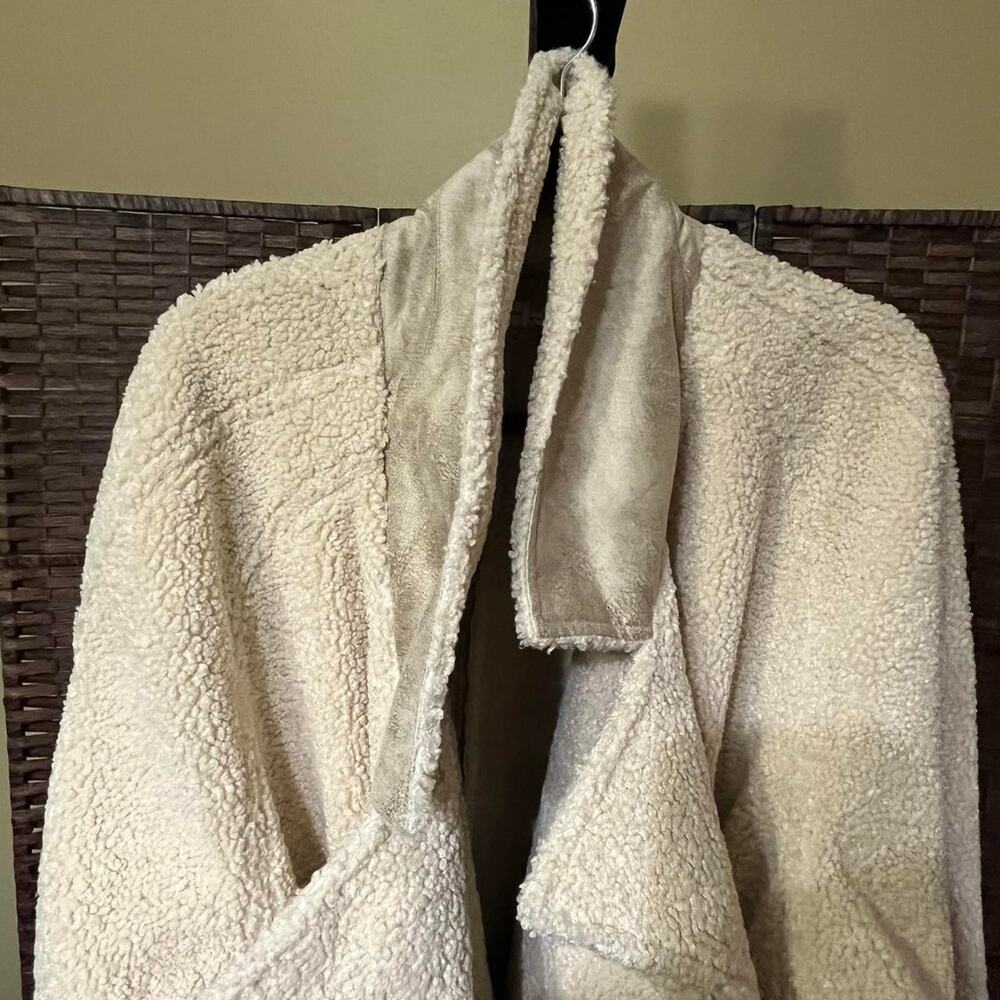NEW Good American Oversized Sherpa Trench Coat – Bone – Size 4X/5X - Picture 5 of 7